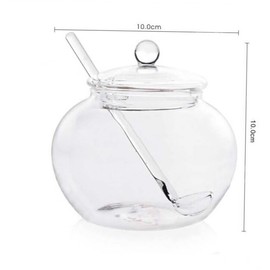NOLITOY Large Round Glass Spice Jars with Spoon Transparent Food Storage Containers for Tea Dried Fruits and Condiments Kitchen Tool with Glass Lid for Organizing Spices and Sugar