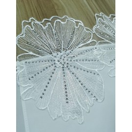 PolyJolly Embroidery Jalabiya Chiffon Abaya Dress for Women Dubai Sadui Muslim Eid Clothes with Headwrap, White, Small