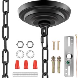 MAYOMAJO 6 Inch Light Canopy Kit with 6 Feet Hanging Chain, Heavy Duty, Replacement Cover Plate for Chandelier, Pendant Light, Swag Light, Flower Basket or DIY Projects (Black)