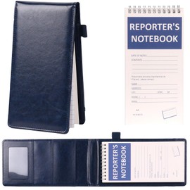 WANGDEFA Reporters Notebook Cover PULeather Notepad And Pen Holder Set with Tops Reporters Notebook Steno Notebook Cover Flip Notepad Holder Fit 4 * 8 inch Spiral Notebooks for Journalists (Blue)