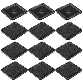Semetall Black Furniture Sliders 1-7/8"(48mm) for Hardwood Floors,Furniture Floor Protectors,Square Carpet Bottom Furniture Caster Cups-12PCS