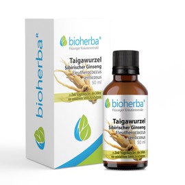 BIOHERBA Sibirischer Ginseng – Taigawurzel Tinktur 50 ml – Eleuthero Eleutherococcus – Förderung von Ausdauer & Immunsystem, Hilft bei Erschöpfung, Konzentration Zellschutz mit Zink, PZN 18215592