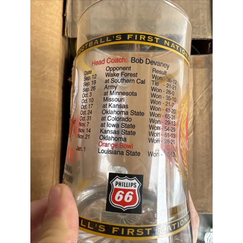 Phillips 66 Nebraska Cornhuskers Glass Stein Beer Mug 1970 National