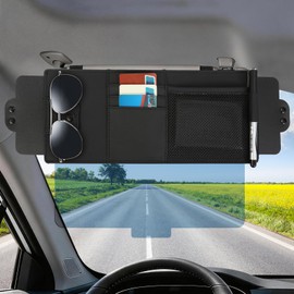 Sun Visor Extender for Car UV400 Polarized with Sunglasses Holder Zero Gap Anti Glare 2 Side Sun Shade Foldable Universal Clip On Sun Blocker for Car SUV Truck Sedan Van All Drivers