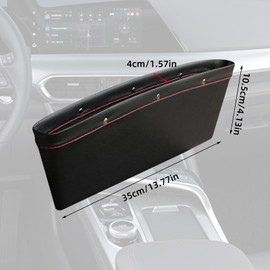 Car Seat Storage Box, Car Seat Gap Filler Organiser, PU Leather Car Seat Accessories, Front Car Organiser for Mobile Phones, Wallets, Cards, Keys (Black)