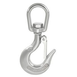 PATIKIL Swivel Lifting Hook 1433lbs/0.65T Working Load, 304 Stainless Steel Crane Hoist Slip Hook with Safety Latch Swivel Eye for Industry Marine Ship Rigging
