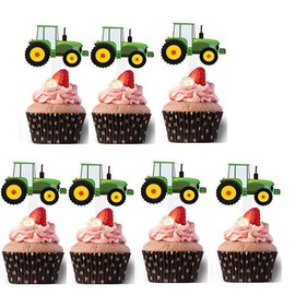 28PCS Tractor Cupcake Toppers,Farm Tractor Truck Car Cupcake Picks for Boys Girls Kids Teen Baby Shower Carnival Rewards