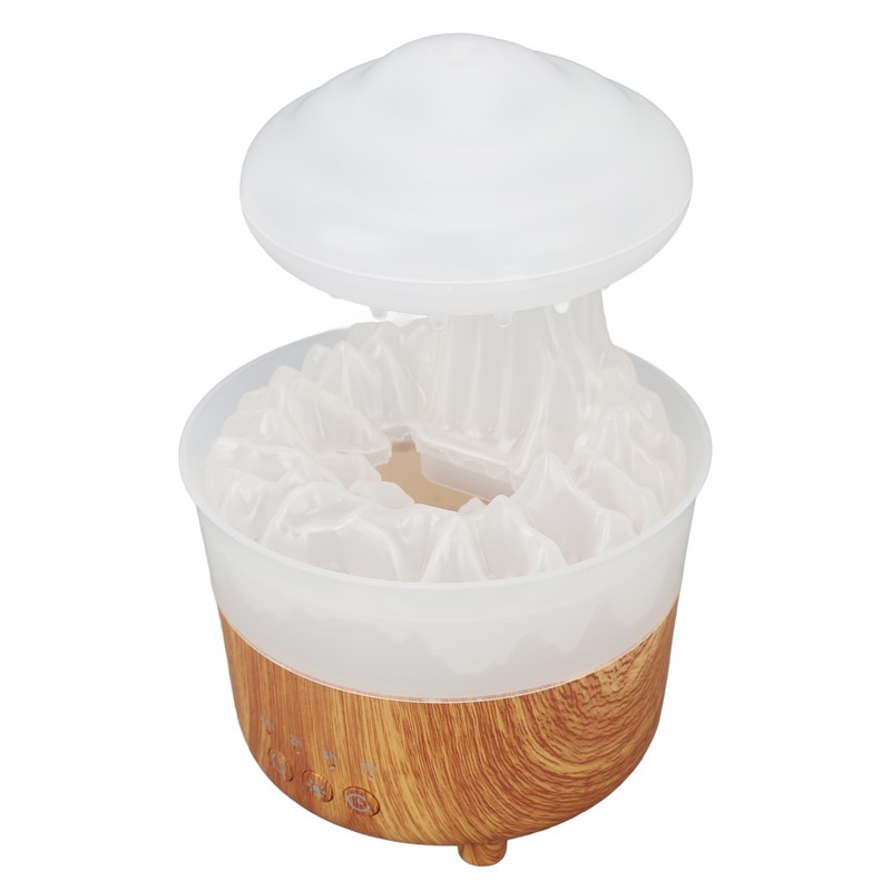 Rain Cloud Humidifier 7 Colors Light Remote Control Wood Grain