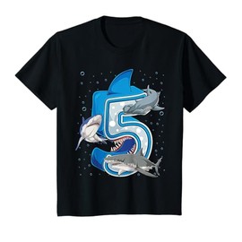 5th Birthday Boys Shark 5 years Old Ocean Shark B-day T-Shirt
