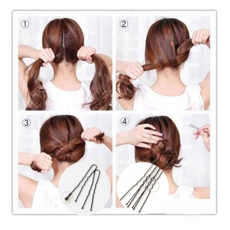Clowin Hair Pin, Black, Non-Slip, 2.4 inches (6 cm), 150