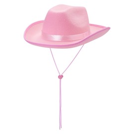 Western Cowboy Hat and Bandana Set Wide Brim with Sequins Cowgirl Hats & Tassel Scarf for Cosplay Party Dress Up (Pink, 16.61 * 12.91 * 5.59inch)