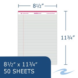 ROARING SPRING Enviroshades Recycled Colored Legal Pads, Assorted Colors, 6 Pack, 8.5" x 11", Legal Ruled, 50 Sheets Per Pad, 15 lb Perforated Paper, Made in USA