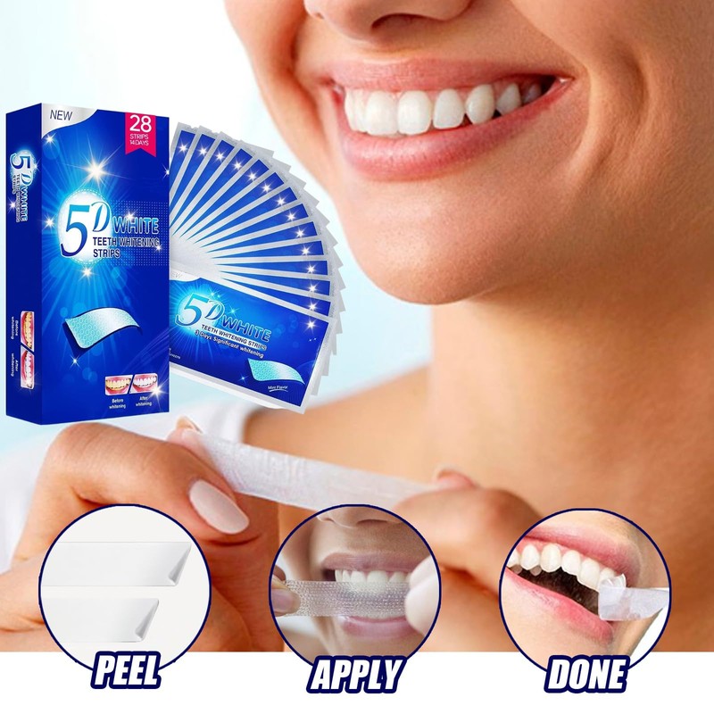5D Teeth Whitening Strips with 30-Minute Application, Visible Brightening Teeth