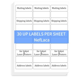 NefLaca 1" x2-5/8 Shipping Address Labels, Blank Mailing Labels, 30-UP White Self-Adhesive Name Tag Stickers for Inkjet and Laser Printer [50 Sheet 1500 Labels]