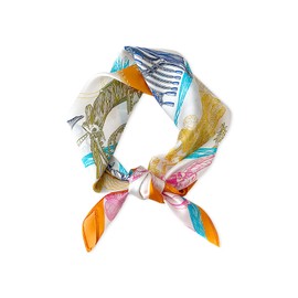 LumiSyne Silk Scarf Women's Square Scarf Artistic Printed Animal Print Lightweight Soft Square Scarf Bandana Headpiece Neckerchief Hairband, orange animals