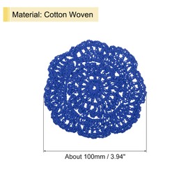 QUARKZMAN Crocheted Doilies 4 Pieces 4 Inches - Cotton Woven Fabric Coasters Lace Round Handmade Coasters with Flower Pattern for Wedding Party Decoration (Light Blue)