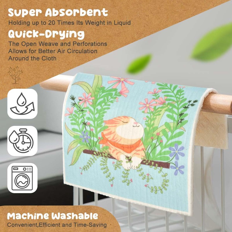 CONLI - Juego de 6 paños de Cocina suecos Reutilizables