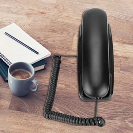 Bewinner Teléfono de Pared Retro, Teléfono Fijo con Cable con Flash y Silencio de Llamada, Montable en la Pared, sin Identificador de Llamadas, para el Hogar o el Hotel (Negro)