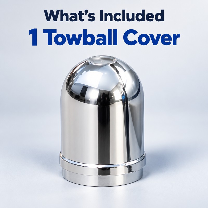 50mm Chrome Tow Ball Cover, Push-On Plastic Trailer Hitch Ball