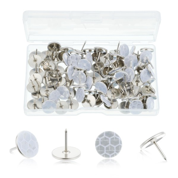 100 Pcs Reflective Tacks Trail Marking Tacks, 0.4" Glow in