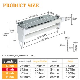 Alise 12 Inch Pull Out Clothes Hanger Rack for Closet,Heavy Duty Closet Rod with Automatic Soft-Close Mechanism for Closets,Closet Pull Out Metal Rod Organizer Hangers for Coats Pants Hangers,White