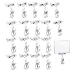 10 Pieces Clear Sign Clips Plastic Merchandise Rotatable Pop Clip Sign Holder Stand,Double Display Clips for Retail, Baskets, Cards, Swivel Price Clips Clothing Rack Signs Tag Clothing Rack Signs