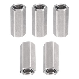 DTGN M10x1.5mmx30mm(DxPxH) Hex Coupling Nuts - 5Pack - Good for Home Garage Repairs - 304 Stainless Steel Polishing Rod Coupling Nuts - Silver Tone