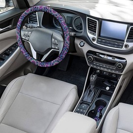 Universal Steering Wheel Covers, Cute Car Steering Wheel Cover for Women and Girls, Car Accessories for Women (Purple Lotus)