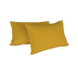 Italian Bed Linen Max Couple of Plain Color Pillowcases, 100% Cotton, Mustard, 52x82cm