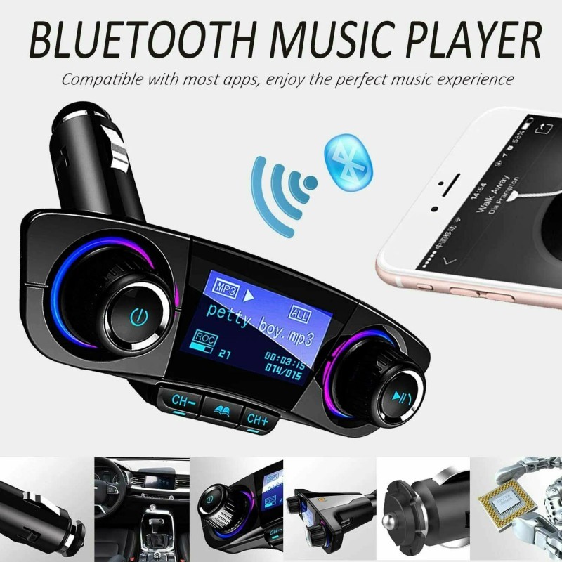 Batery Connection Bluetooth Car FM Transmitter MP3 Player Hands free