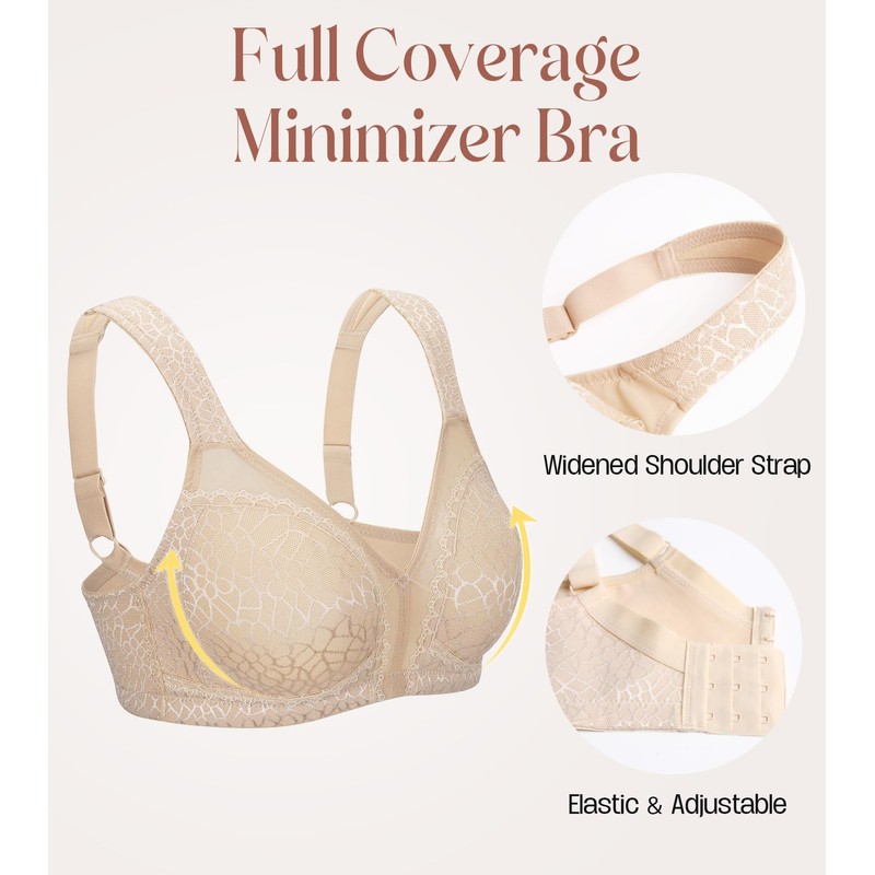Curyon Plus Size Everyday Bras for Women Minimizer Full Coverage