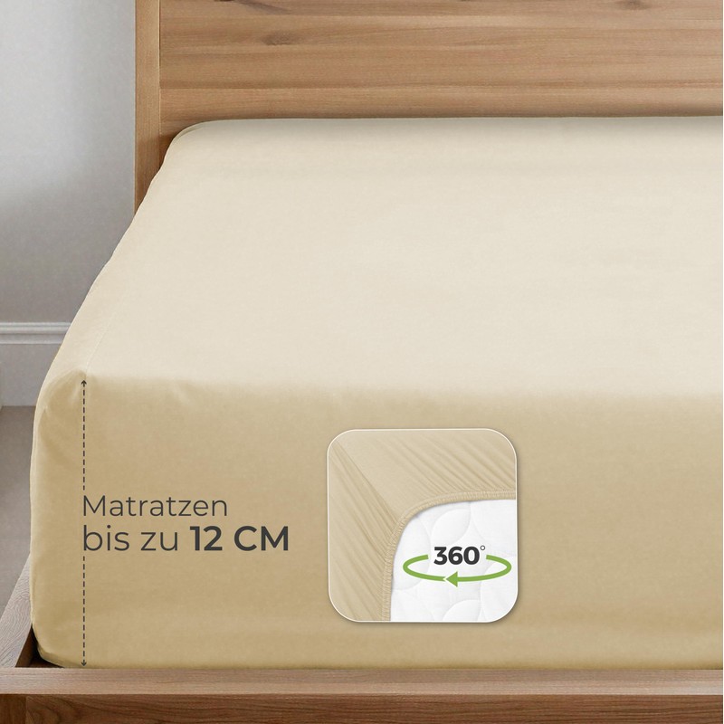 Dreamzie Premium Fitted Sheet 70 x 160 cm Beige, Fitted