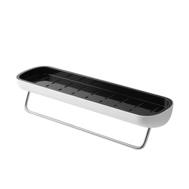 Wall Mounted Storage Rack Ventilated Strong Bearing Modern Srorage Shelf for Bathroom Black(With Towel Rod)