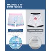 MaaMgic Mens 2 in 1 Swimming Shorts 4 Way Stretch