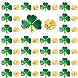 Tichso 25/50/100pcs St. Patrick's Day clover lapel pin Clover pin brooch Patrick's Day favors three-leaf pins Patrick's Day gift Irish holiday gifts (100)