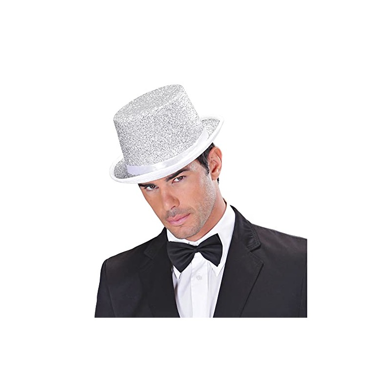 Widmann Showtime 04542 Hat Silver Glitter Top Hat Hat Costume