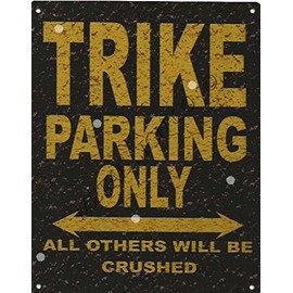 8X10in TRIKE PARKING SIGN RUSTIC STYLE 8x10in 20x25cm CAR SHED TIN GARAGE WORKSHOP WALL ART