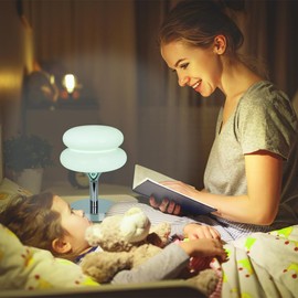 Jiesheng Glass Bedside Lamps 10.63 Inch Egg Tart Lamp for Nightstand Retro Cute Desk Lamp with 3 Color Modes E27 Bulb Chrome Plated Base for Living Room Bedroom Rome Decor(Green)