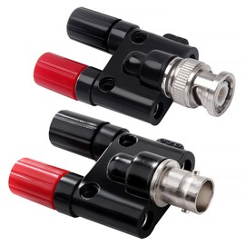 KUOQIY BNC to 2 x 4 mm Dual Banana Socket Binding Post Coaxial Adapter for Oscilloscope Cable, RF Coaxial Splitter Double Connector Jack, BNC to Dual Banana Jack Pack of 2