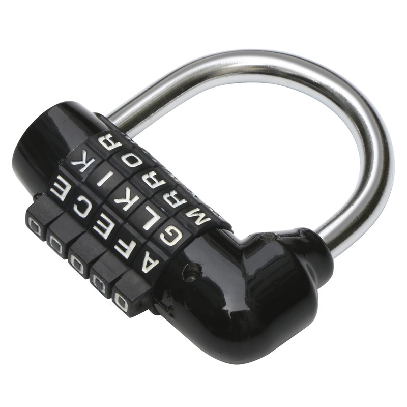 TRIXES 5 Letter Combination Padlock Black for Suitcases, Make-Up Pull