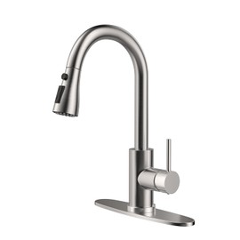 Kitchen Faucet with Pull-Down Spray Single Handle high arc Commercial Stainless Steel Brushed Nickel Kitchen Sink Faucet with Deck Suitable for bar Laundry RV Farmhouse (Brushed Nickel)