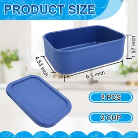 BUWUSMU 4 Pcs 2 Cup Silicone Freezer Trays with Lid Silicone Soup Freezer Molds Rectangle Soup Freezer Containers Reusable Food Preserving Tray Freezing Ice Trays for Soups Sauces Stews Curries(Blue)