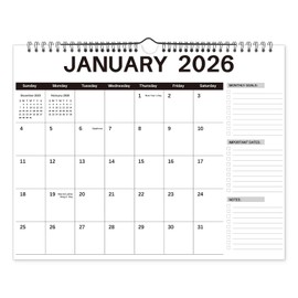 Calendar 2026 Monthly Wall Calendar Runs July 2025 to Dec 2026,18 Months Calendar Planner 11.5"x14.5",Planner with Thick Paper for Planning and Organizing for Home, Office, School,Calendar 2025-2026
