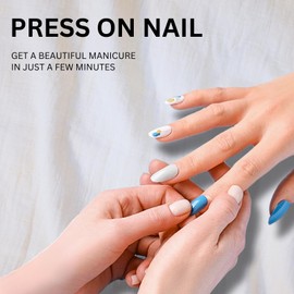 MAOLEETO Press on Nails, Short square Fake Nails Candy Party False Nails Large White Press on Nails for Women Girls Nail Art Decoration - Lagre