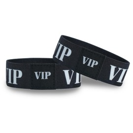Ronglry 2PCS Party Wrist Bands for Event Bracelets VIP Wristbands Soft Elastic VIP Bracelet Wristbands Concert Wristband Admission Wristband for Wedding Club Bar Party Decorations Event Supplies-Black