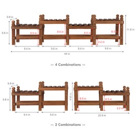 JOTBOOM Wood Plant Stand for Multiple Plants Indoor Long Corner Flower Pot Shelf Cute 4 Tiered Plant Holder Shelf Rack for Flower Display in Windowsill Balcony Patio (11.8~44”, Free Combinations)