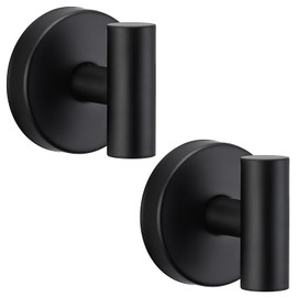 warlve Suction Cup Hooks No Drill Stainless Steel Shower Hooks Towel Hook Robe Hook Heavy Duty on Smooth and Non-Porous Surfaces in Bathrooms Kitchen Bedroom (2, Matte Black)