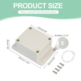 PATIKIL 3.52 Inch Junction Box, Electrical Enclosure Box ABS Plastic Waterproof Outlet Plug Cover Cord Protector with Mounting Plate for Outdoor Indoor Electric Project, White/Grey