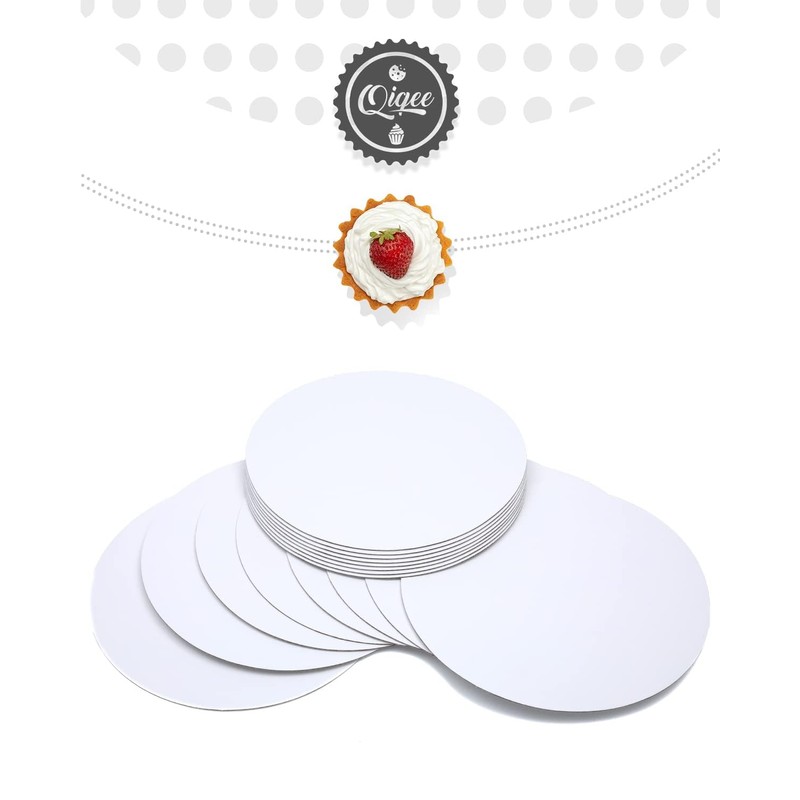 qiqee 11 Inch White Cake Boards Round 40-Packs Circles Rounds