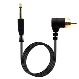 Disscool Tattoo Clip Cord Gold-Plated Cable, 6.35mm to RCA 90 Degree OD 2.2 Connector Silicone Cables for Tattoo Pen, Rotary Tattoo Machine(Black/1.8M)